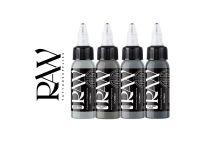 Tinta para tatuajes RAW Platinum, estéril, 4 x 29 ml, colores: METAL GREY SET