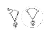 Barbell Acero Especial Trago colgante Corazón Rhinestone Blanco |  ITC