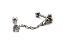 Barra de acero especial 3 bolas con cadena y strass |  ITC