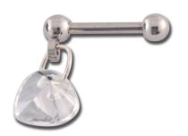 Colgante Acero Barbell Corazón blanco con bolas 3 mm| Itc