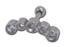 Barbell Acero 5 Colores Strass |Itc