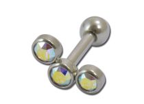 Barbell Acero 3 cristales  iTC