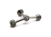 Labret Patrón de acero Triple Strass Recto | Itc