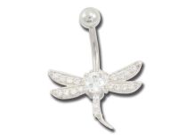 Plátano de acero de cristal blanco de fantasía con motivo de libélula y strass |  ITC