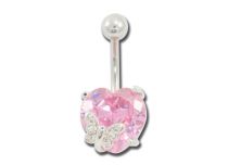 Fancy Plátano de Acero Corazón Rosa con Mariposa de Strass |  ITC