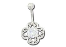 Plátano de acero de fantasía con motivo floral y cristal blanco |  ITC