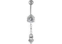 Colgante Banana Acero Rhinestone Blanco Grabado |  ITC