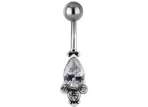 Banana Acero Rhinestone Gotas Blancas |  ITC