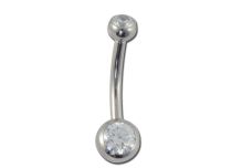Banana Titanio Interior Metal Bolas Dobles Strass 4 / 6 mm |  ITC