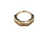 Anillo bisagra CoCr Pvd Oro 1.2X8 strass hexagonal