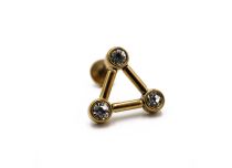 Labret Acero PVD Oro Triángulo Strass patrón | Itc
