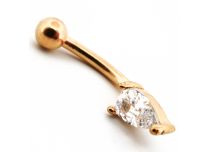 Micro Banana Acero PVD Oro con Strass Gota de Agua | Itc