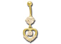 Banana Acero Fino Oro Motivo Corazon Conjunto Con Cristales Blancos | Itc