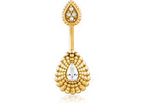 Banana Navel Acero Quirúrgico Oro Doble Oval Patrón Strass | Itc