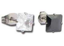 Par de Fichas de Acero con Cristal Cuadrado Negro o Blanco | Itc