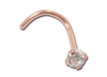 Fino pendiente de nariz de acero dorado con cristal blanco en relieve | Itc