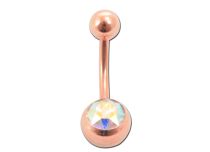 Plátano Ombligo de Acero Dorado Rosa con Cristal Facetado de Color | Itc