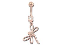 Ombligo de acero rosa con strass libélula | Itc