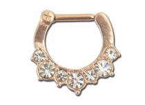 Anillo de Septo de Acero Rosa con Bisagra de Strass | Itc