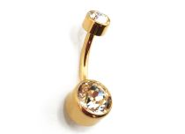 Banana Titanio PVD Oro Bola Estéril Interna 5 / 8 mm Doble Strass | Itc