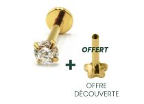 Labret Titane PVD Oro Interior Estéril Redondo Patrón rayado | Itc