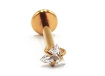 Labret Titane PVD Oro Rosca Interna Estéril Triángulo Patrón Rayado | Itc