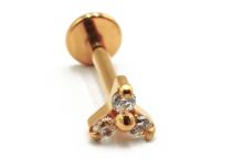 Labret Titanio PVD Oro Interna Estéril Strass Trinity |  ITC