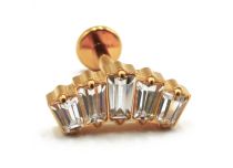 Labret Titanio PVD Oro Interna Estéril Patrón Corona Strass | Itc