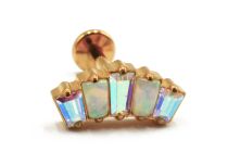 Labret Titanio PVD Oro Interior Estéril Azul Irisado Strass Corona | Itc