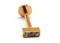 Labret Titanio PVD Oro Patrón Interno Estéril Barra 3 Strass | Itc
