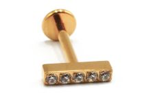 Labret Titanio PVD Oro Patrón Interno Estéril Barra 5 Strass | Itc