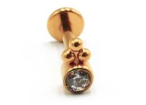 Labret Titanio PVD Oro Patrón Estéril Interno 3 Bolas Strass Blanco | Itc