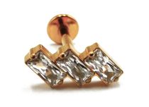 Labret Titanio PVD Oro Estéril Interno Rectángulo Strass Blanco | Itc