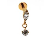 Labret Titanio PVD Oro Estéril Interno Colgante Redondo Strass Blanco | Itc