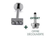Labret Titane Interne Stérile motif Barre 3 Strass | Itc