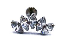 Labret Titane Interne Stérile motif Marquise Arc 5 Marquise à Strass Blanc | Itc