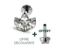 Labret Titane Interne Stérile motif Marquise 3 Strass | Itc