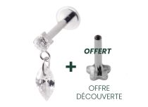 Labret Titane Interne Stérile motif Strass et Oval | Itc