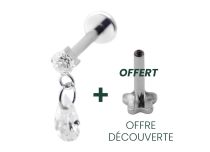 Labret Titane Interne Stérile motif Strass et Larme | Itc