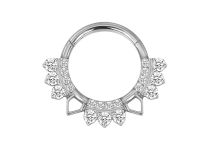 Anillo de bisagra de titanio multistrass cuadrado blanco y triángulo