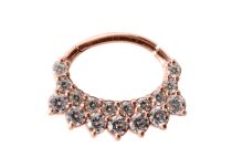 Anillo Acero Oro Rosa Strass Bisagra Septo |  ITC