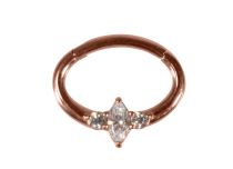 Anillo Acero Oro Rosa Bisagra Septo Strass Blanco |  ITC