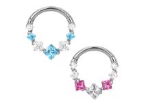 Anillo de bisagra cuadrado blanco bicolor de titanio