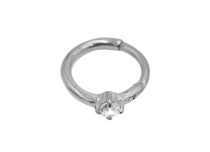 Anillo Acero Plata Cristal Bisagra Blanco |  ITC