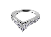 Juego de bisagras de acero plateado con strass blanco |  ITC