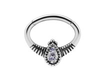 Anillo de bisagra de acero plateado Juego de septos a rayas con strass |  ITC