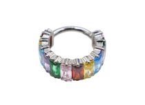 Anillo titanio bisagra multi strass patrón| Itc