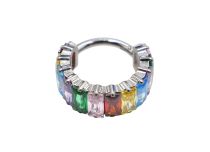 Anillo bisagra de titanio con motivo de strass arco iris |  ITC