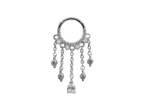 Anneau charnière acier chandelier oriental strass opale blanche ITC Piercing