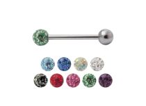 Barbell Acero bola multi cristal color 5 mm |  ITC